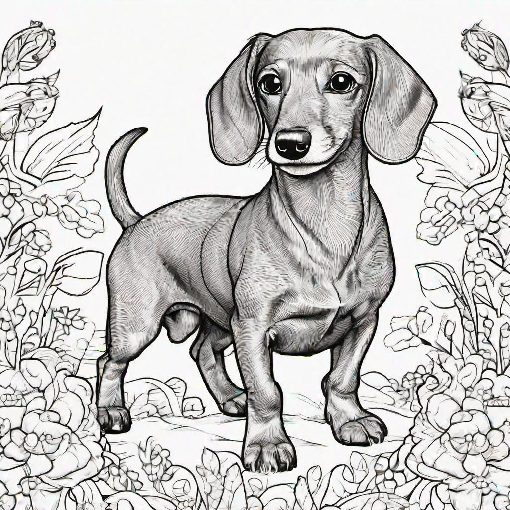 Coloring book template cute dachshund coloring pa
