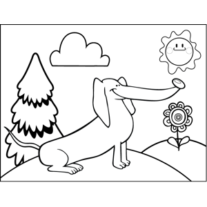 Proud wiener dog coloring page