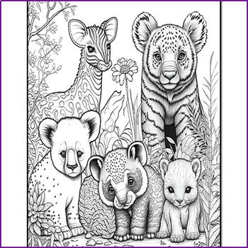 Wild animals coloring pages for kids and adults