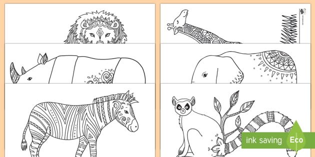 Wild animal pictures mindfulness louring sheets pdf