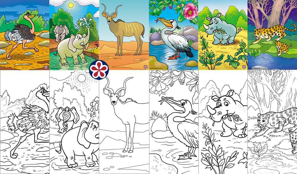 Wild african animals coloring pages for preschool and prek students