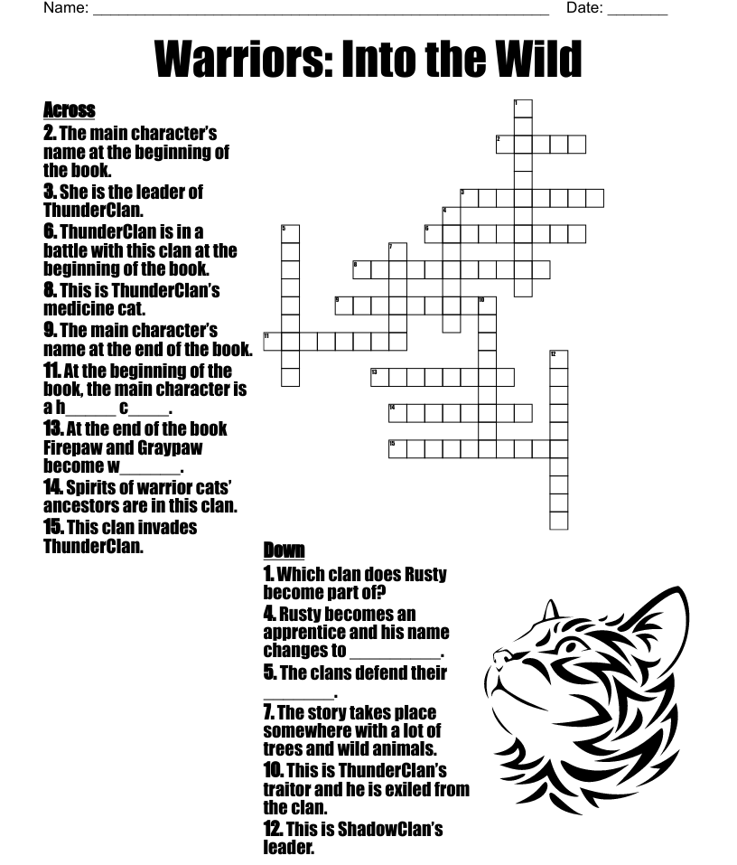 Warriors into the wild crossword