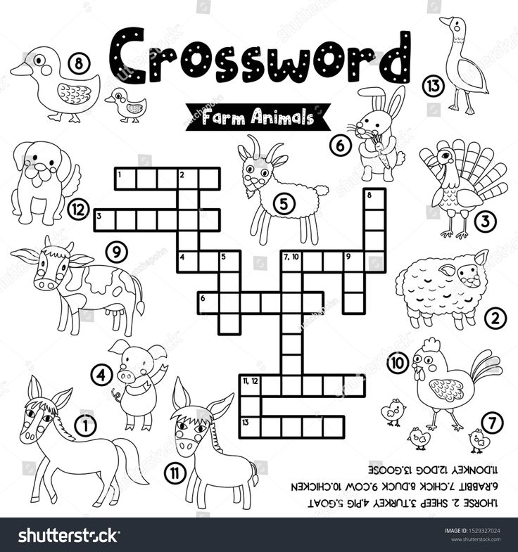 Crosswords puzzle game farm animals preschool stock vector royalty free shutterstock crossword farm animals preschool crossword puzzle games
