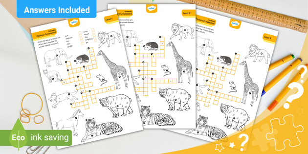 Animal picture crossword puzzle