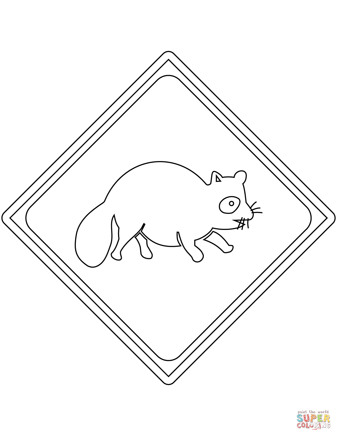 Wild animals crossing raccoon dog sign in japan coloring page free printable coloring pages