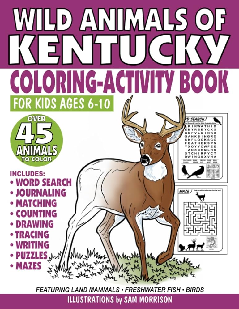 Wild animals of kentucky coloring activity book for kids ages