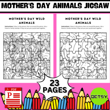 Mothers day wild animals coloring puzzles jigsaw puzzles coloring sheets