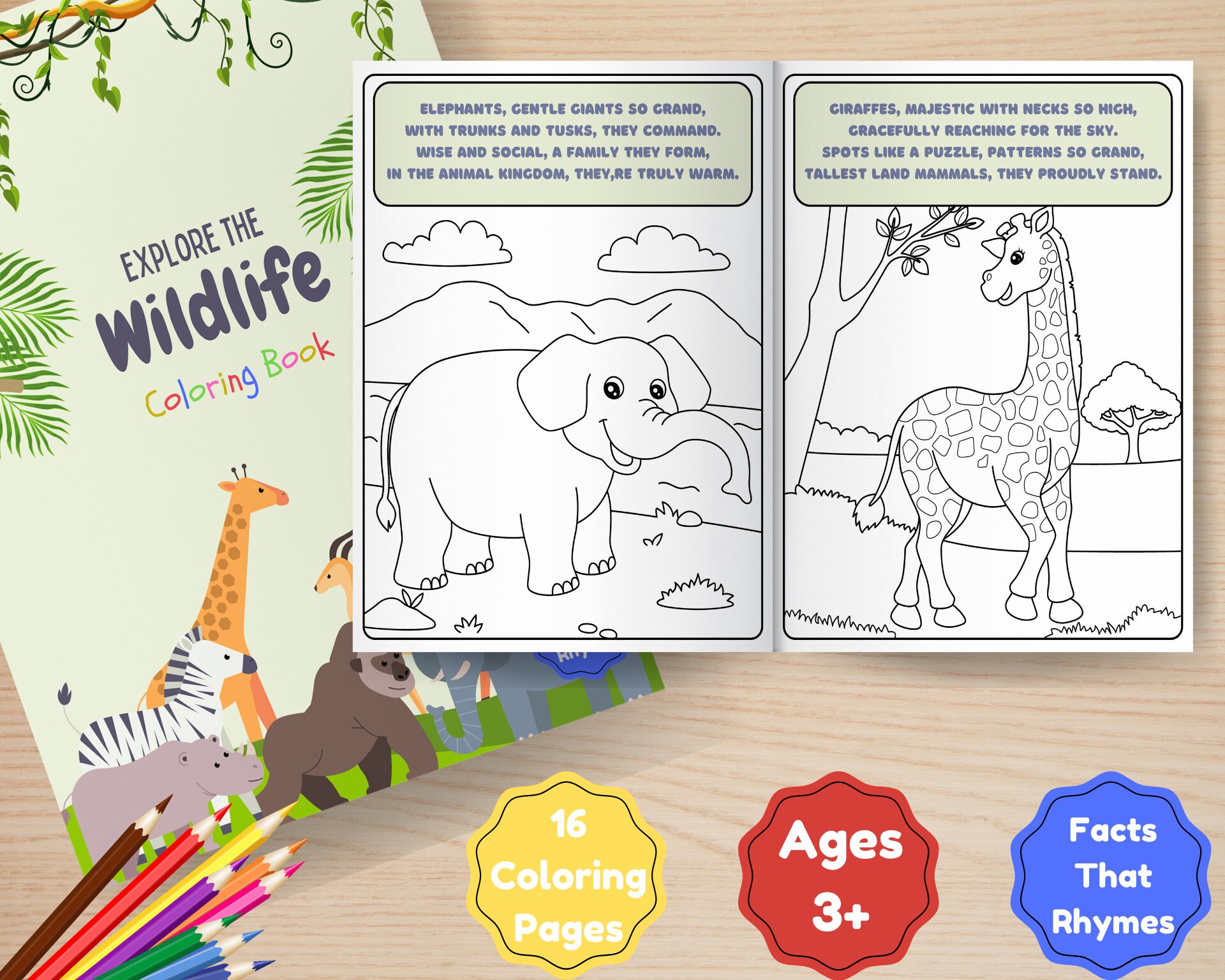 Buy wild animals coloring book for kids wild creatures coloring page pages interesting poetic facts rhymes printable digital instant download online in india