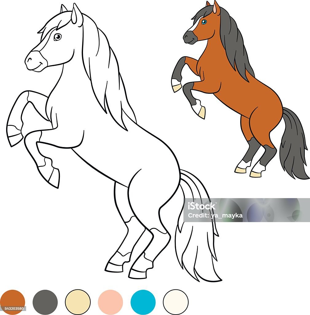 Coloring page color me horse beautiful horse stock illustration
