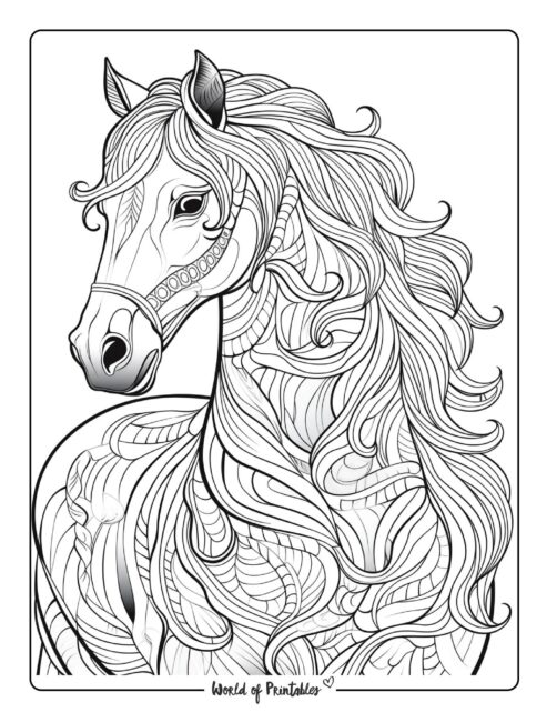 Horse coloring pages for kids adults