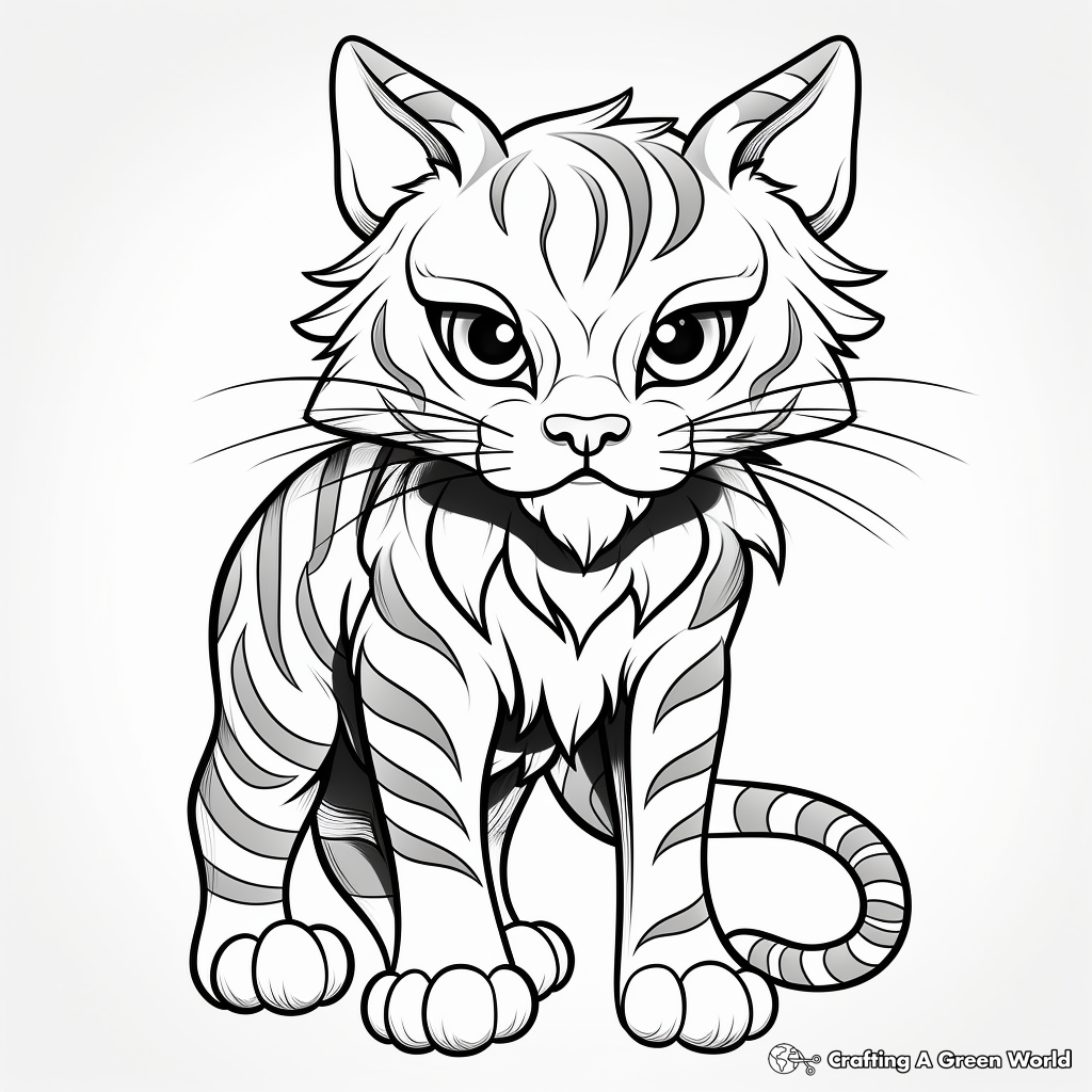 Striped cat coloring pages