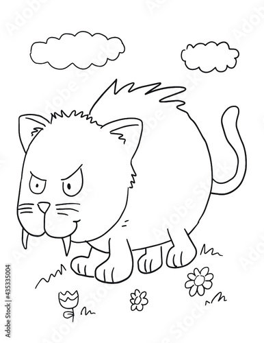Printed roller blinds wild cat coloring book page vector illustration art
