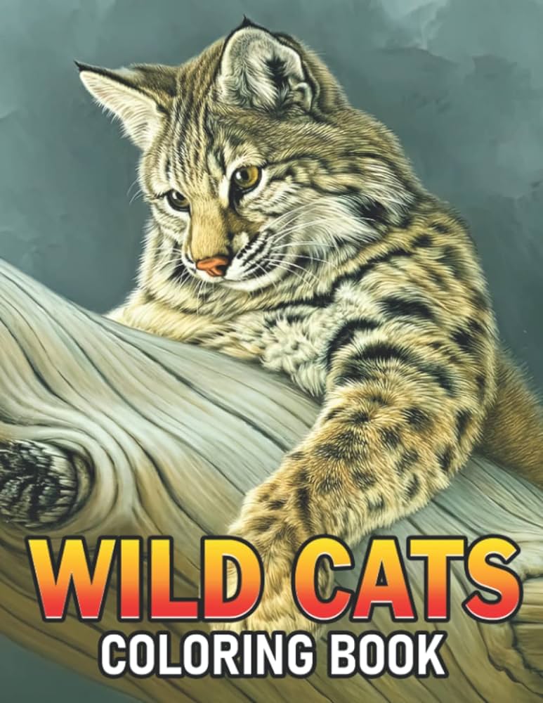 Wild cats coloring book great coloring pages with incredible illustration of wild cats to unleash creativity energy gift ia for all ages joy rainbow books