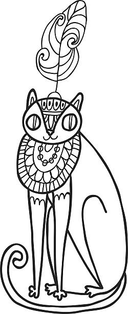 Maharaja garden wild cat for coloring adult coloring page stock illustration