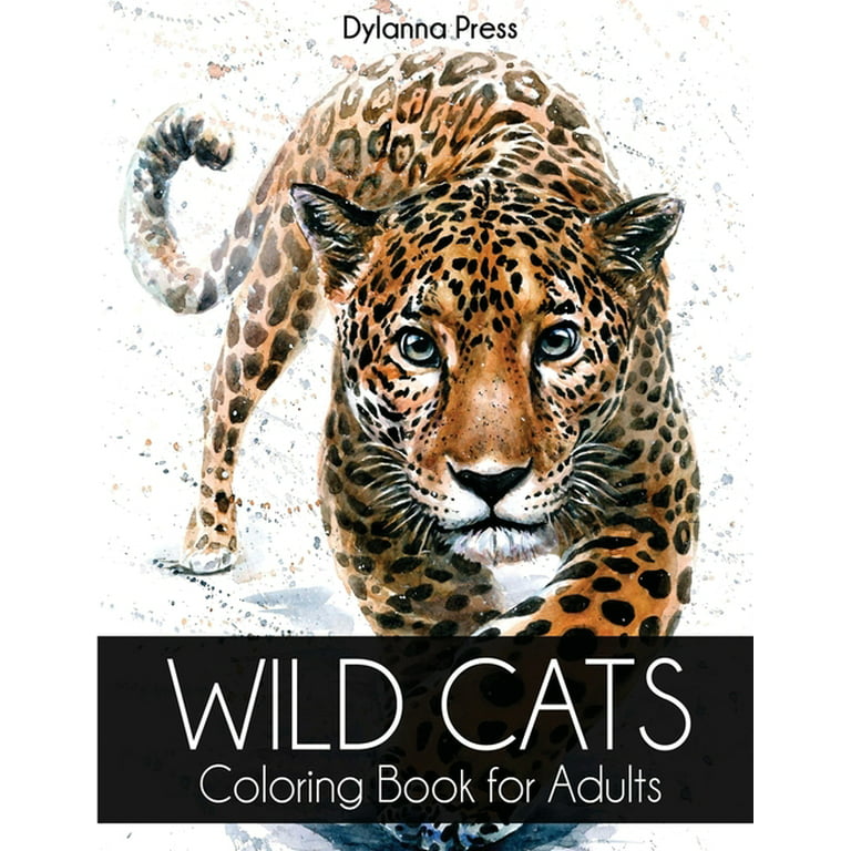 Wild cats coloring book for adults paperback