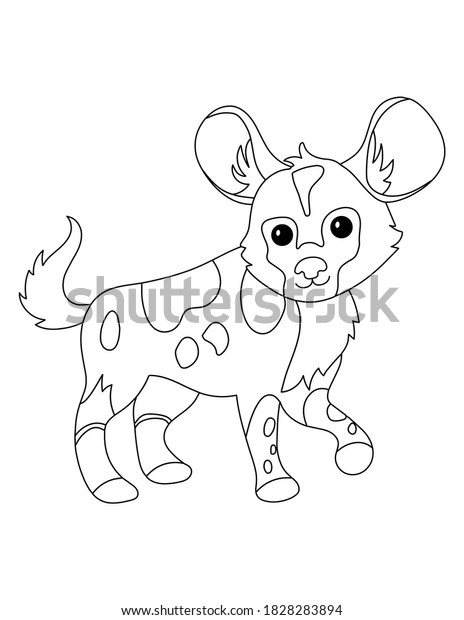 African wild dog coloring page kids stock illustration