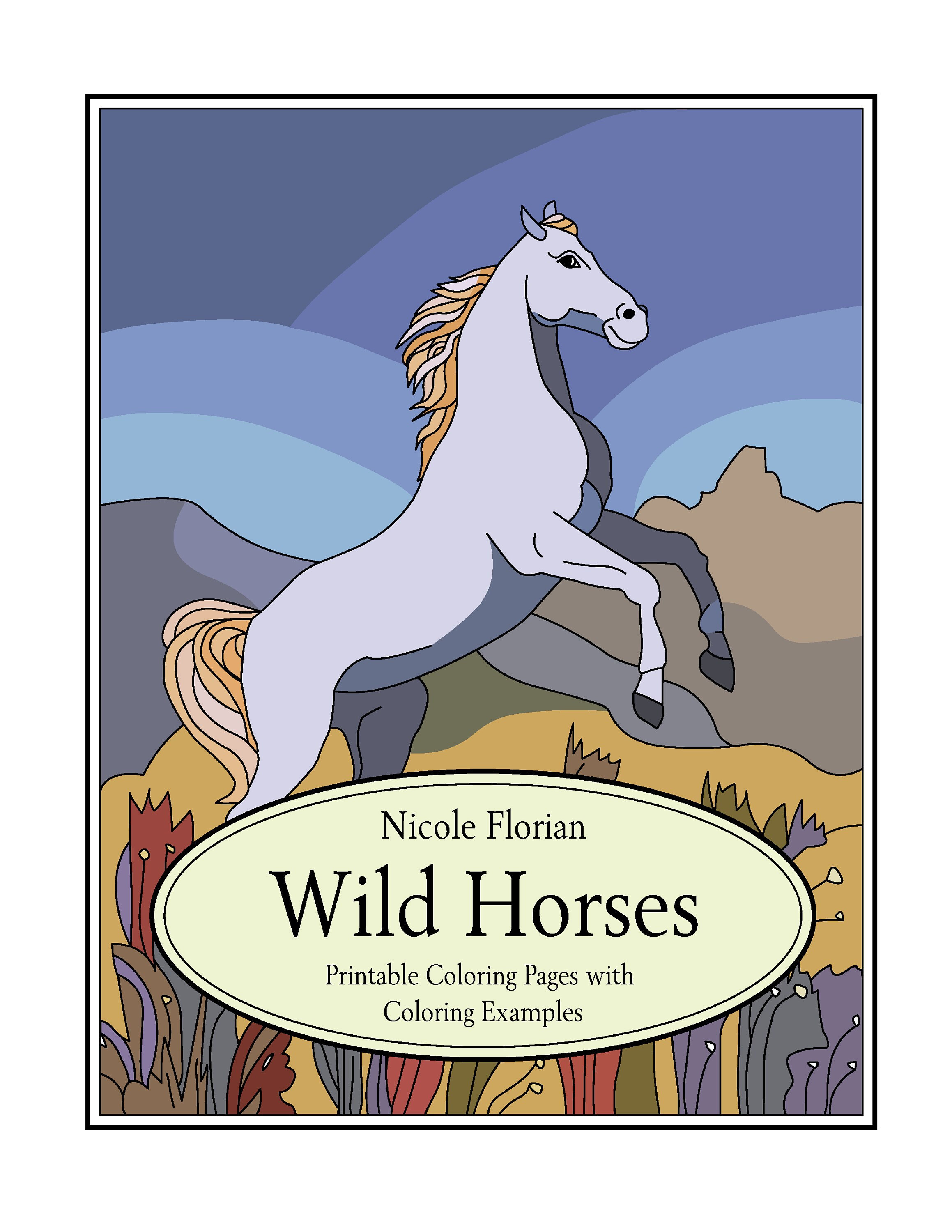 Wild horses printable coloring pages horse coloring book instant download pdf