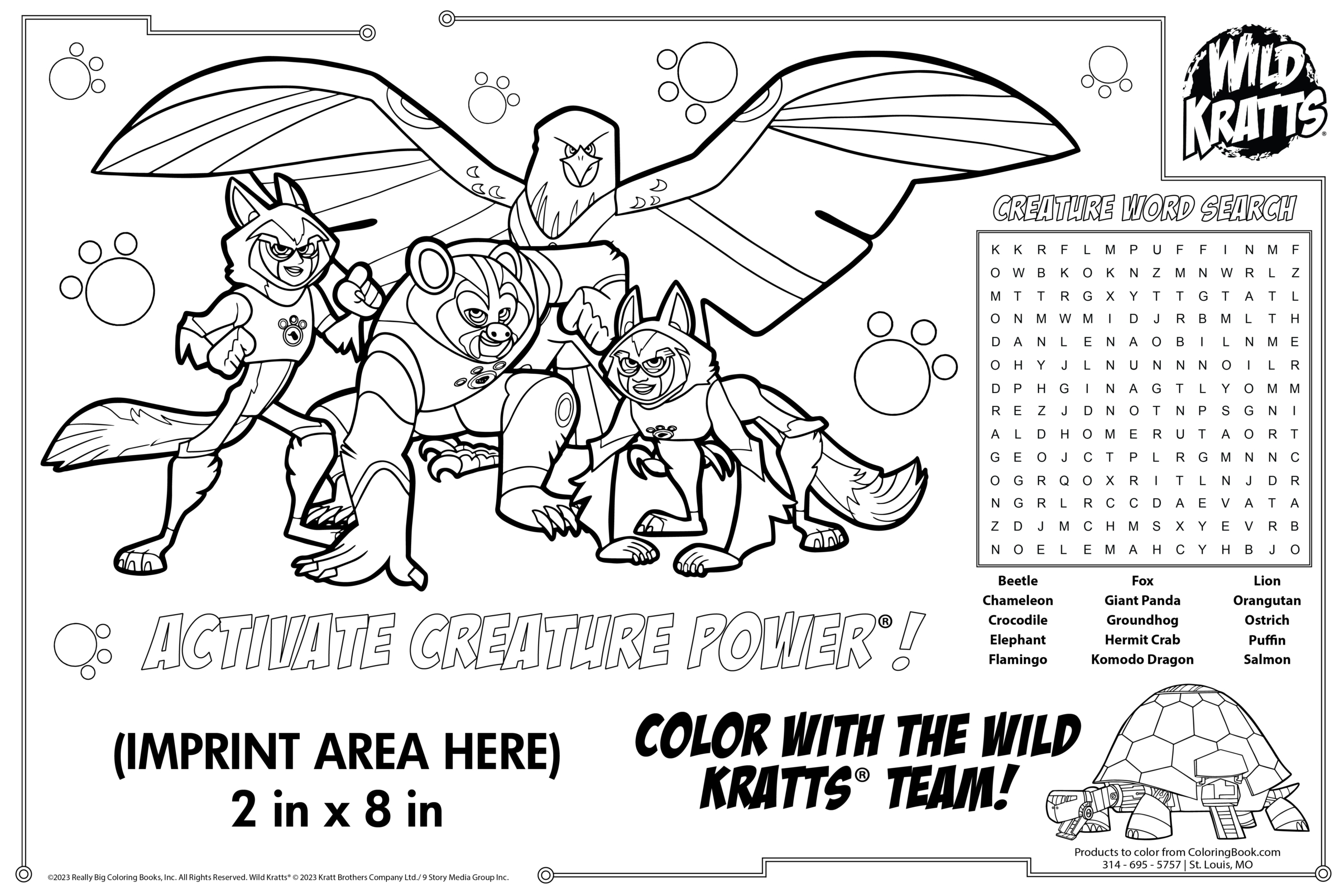 Wild kratts imprint colorable placemat