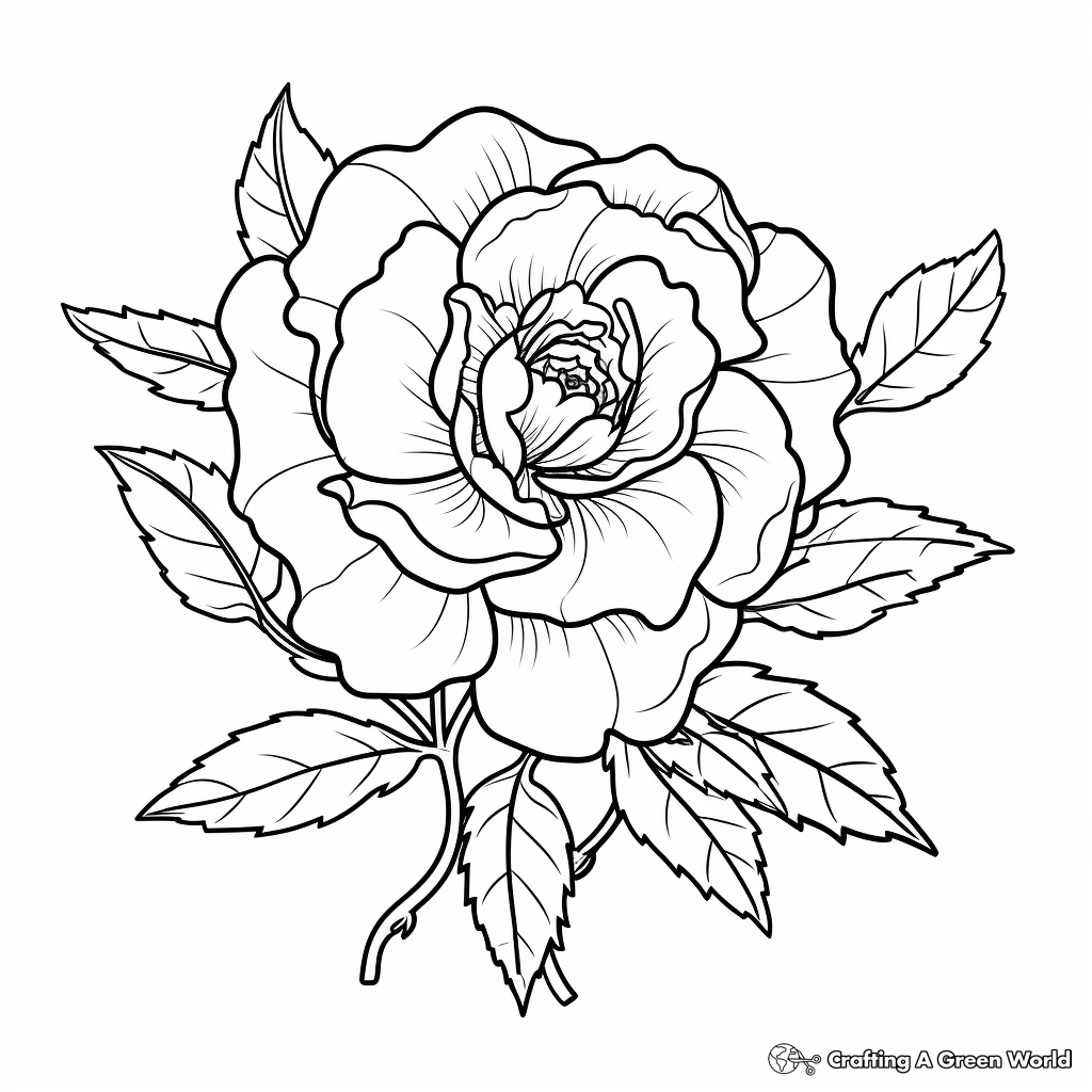 Realistic rose coloring pages