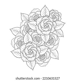 Wild rose decorative bouquet pencil sketch stock vector royalty free