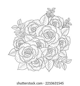 Wild rose decorative bouquet pencil sketch stock vector royalty free