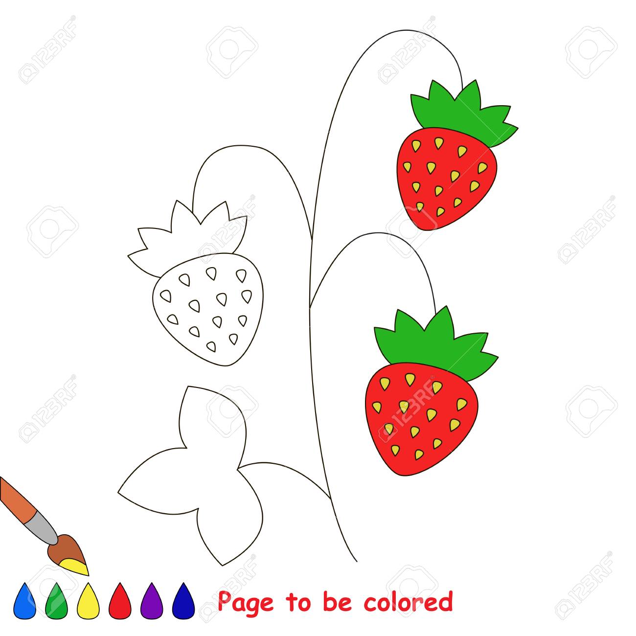 Small red wild strawberry the coloring book to educate preschool kids with easy gaming level the kid educational game to color the colorless half by sample royalty free svg cliparts vectors and