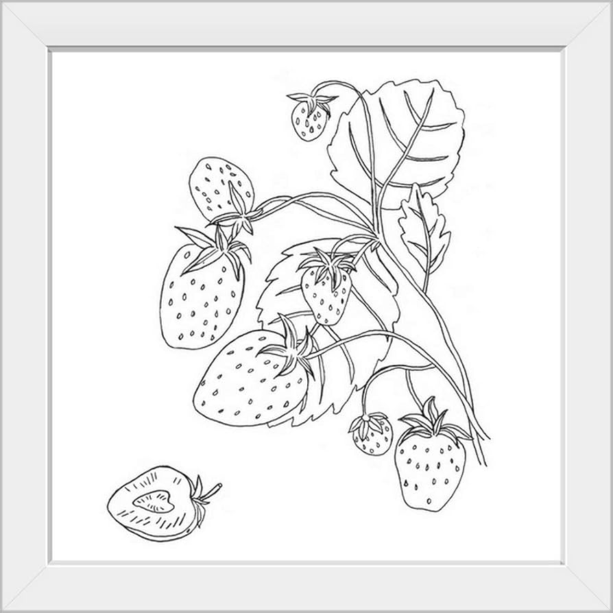 Wild strawberries i white framed art print strawberry artwork posters prints