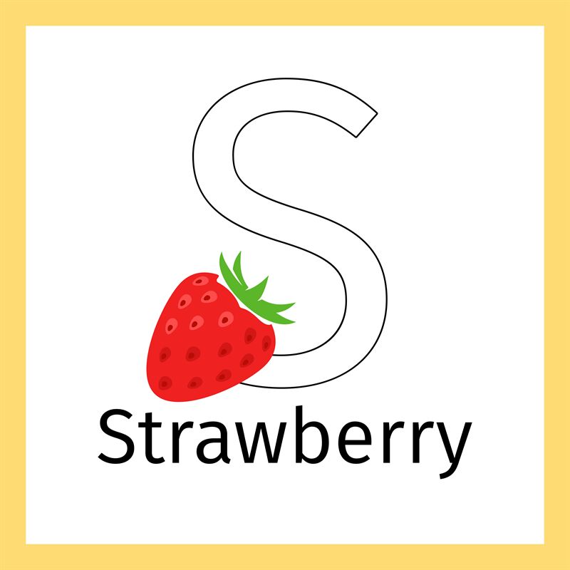 Strawberry and letter s coloring page by smartstartstocker