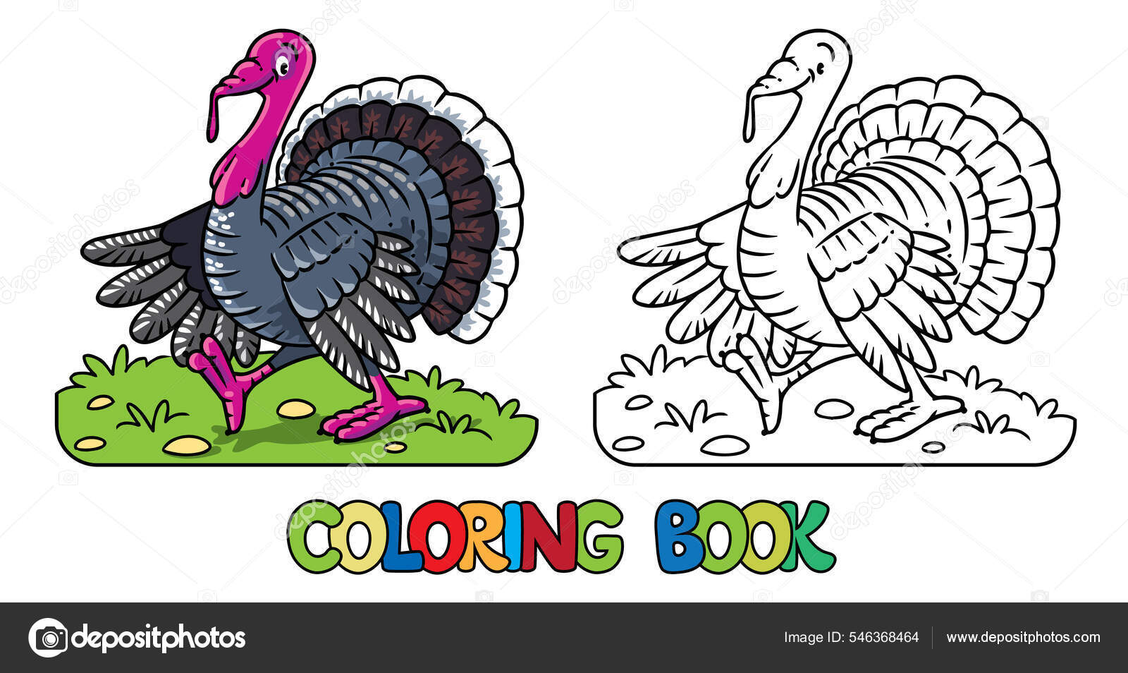 Funny turkey farm animals coloring book series stock vector by passengerz