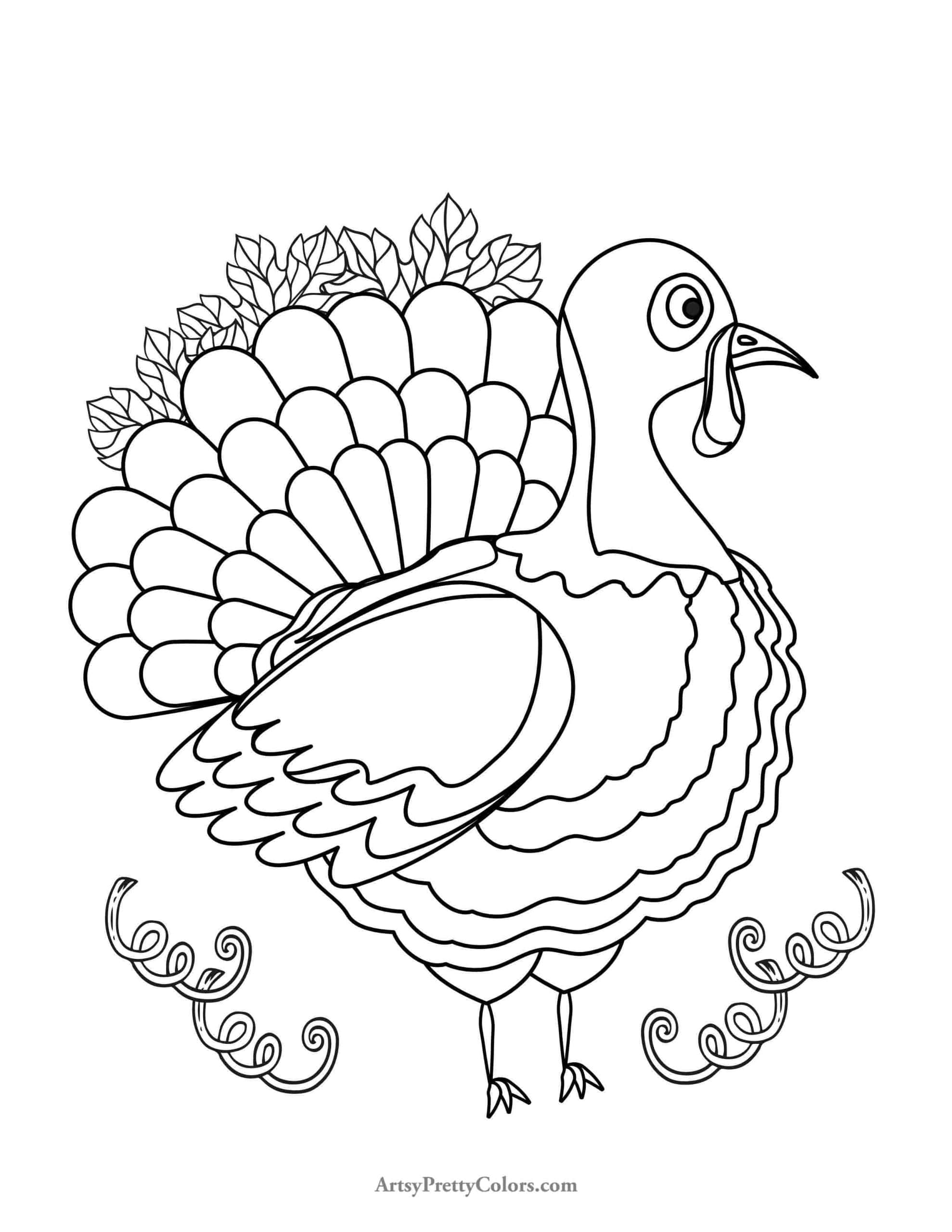 Adorable thanksgiving turkey coloring pages for free artsy pretty plants