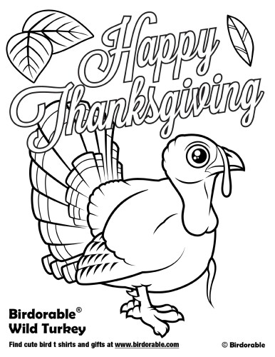 Happy thanksgiving wild turkey coloring page by