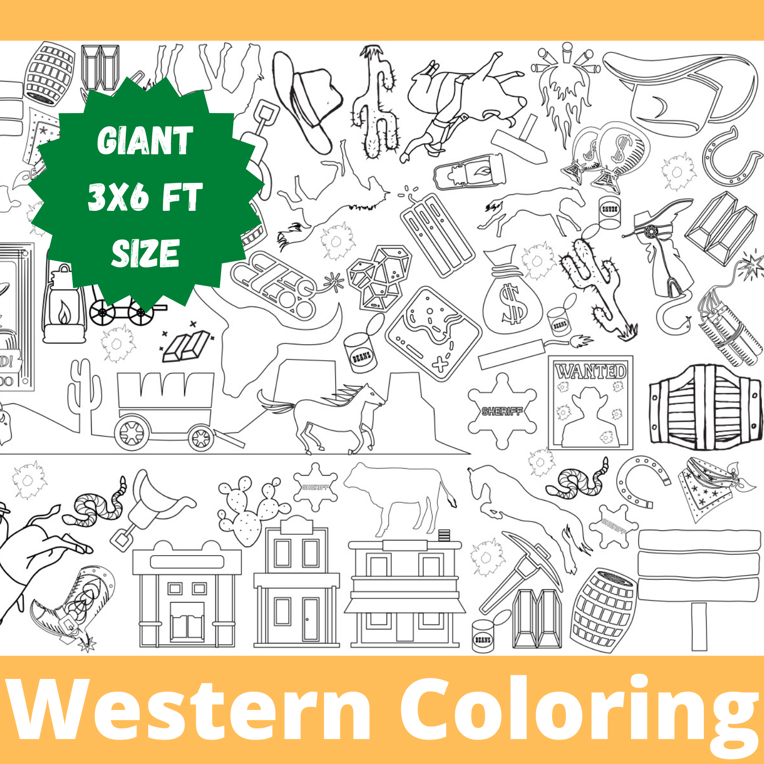 Western themed coloring table cover â creative crayons workshop