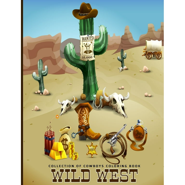 Collection of cowboys coloring book wild west for adults teens and kids