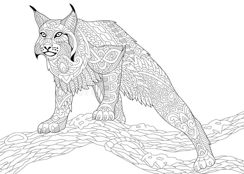 Zentangle stylized wildcat stock vector illustration of contour