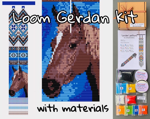 Buy diy kit loom stitch gerdan chocolate horse seed bead beading pattern brown wild horse gerdan blue loom necklace craft loomwork tutorial online in india