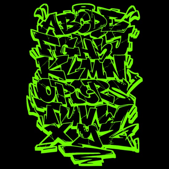 Graffiti alphabet wildstyle hip hop street art urb mens t