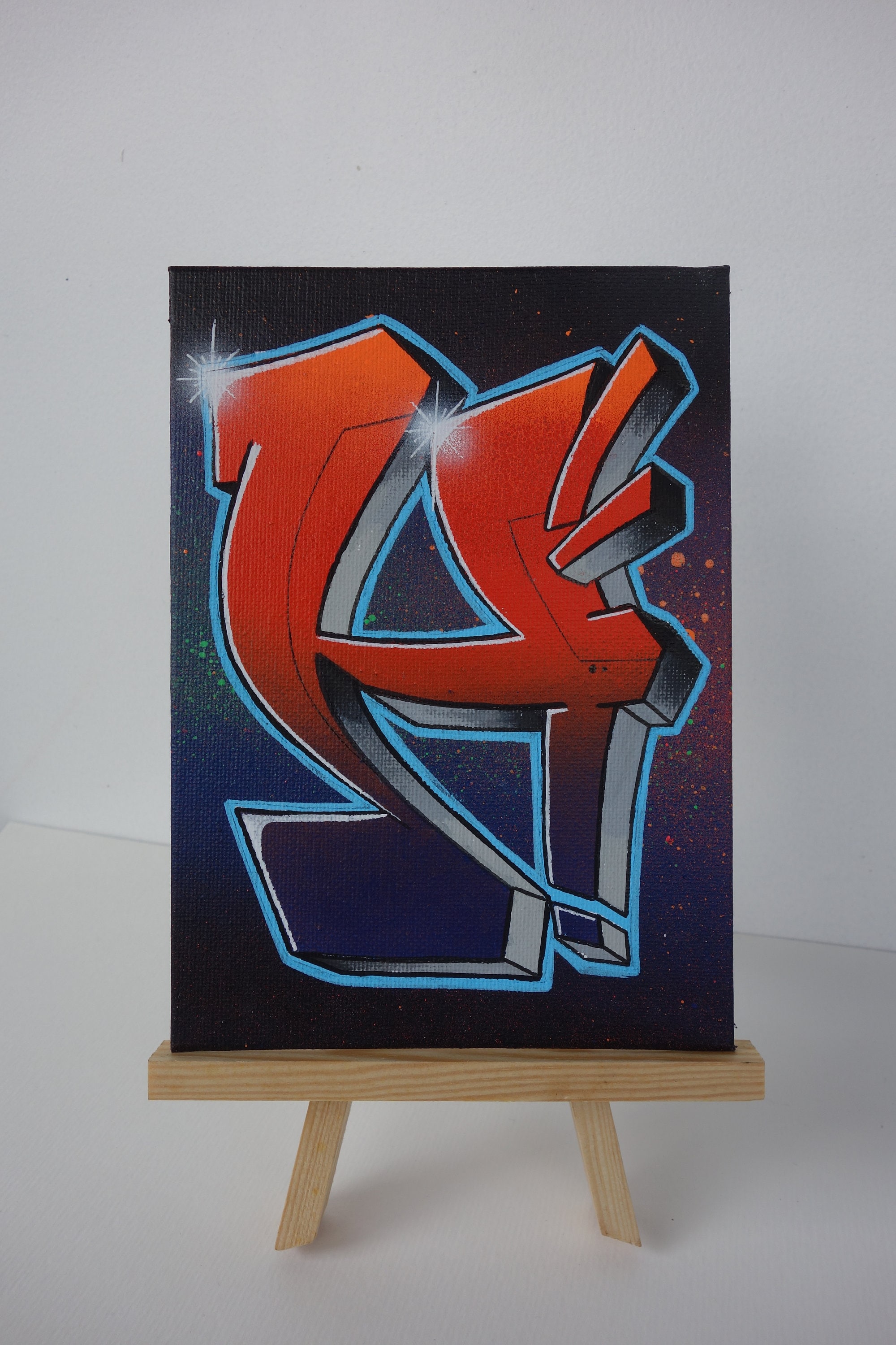 Handmade graffiti letter h on canvas unique handmade street art spraypaint airbrush lettering gift acrylic abc painting art