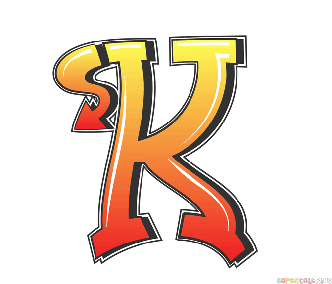 How to draw a wildstyle letter k step by step drawing tutorials