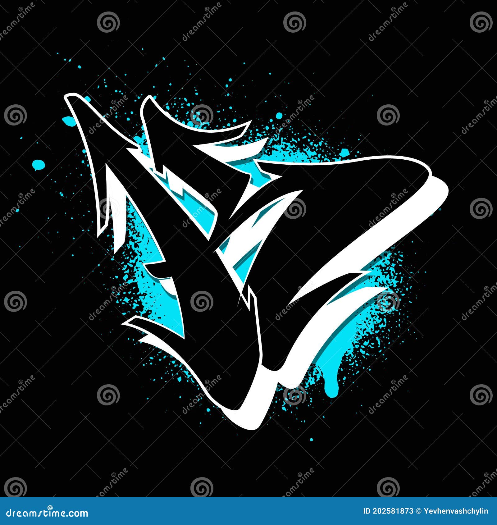 Graffiti alphabet letter k against a background of spray paint stock vector