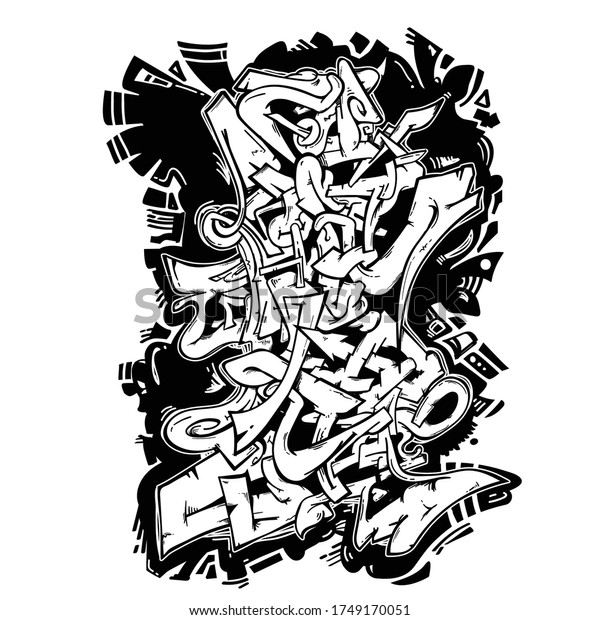 Wild style graffiti adult colouring book stock vector royalty free