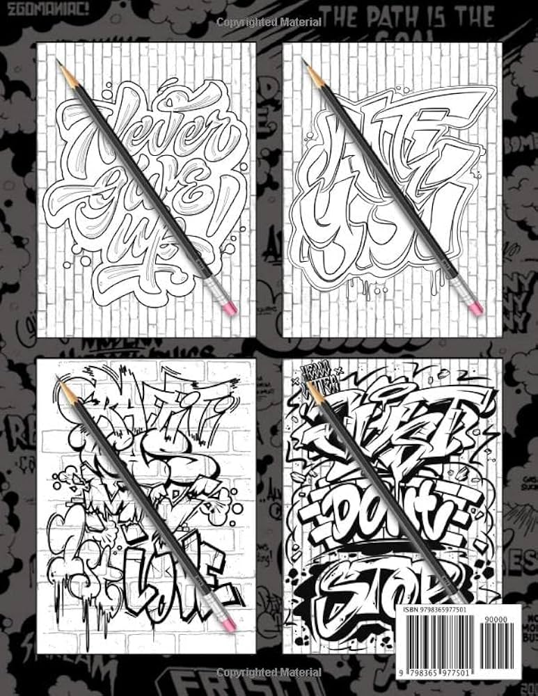 Graffiti coloring book a collection with illustration for fun street art colouring pages with graffiti designs such as letter font quotes drawing vincete sindy books