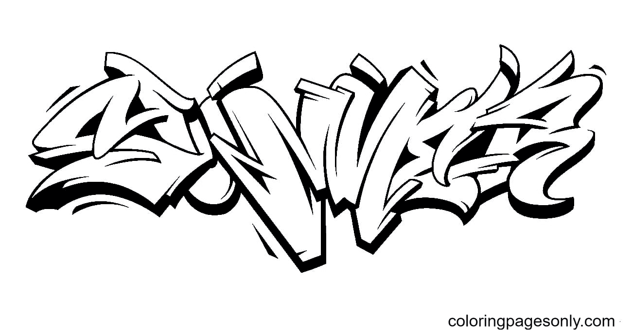 Summer graffiti coloring page