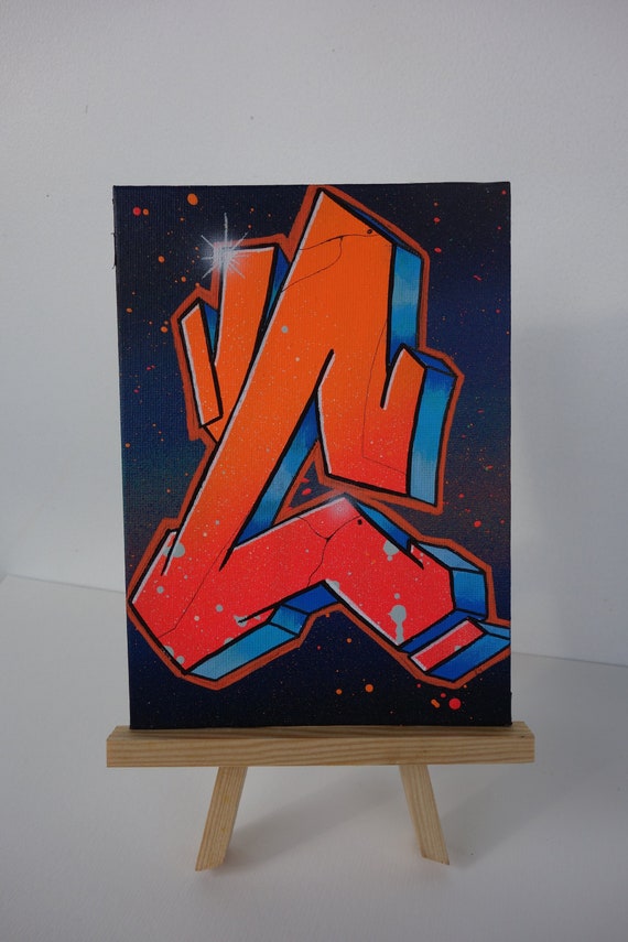 Handmade graffiti letter l on canvas unique handmade street art spray paint airbrush lettering gift acrylic abc painting art