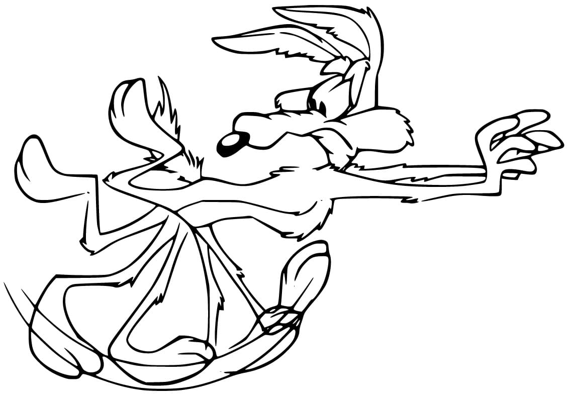 Wile e coyote running fast coloring page