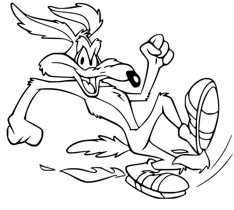 Wile e coyote is running coloring page
