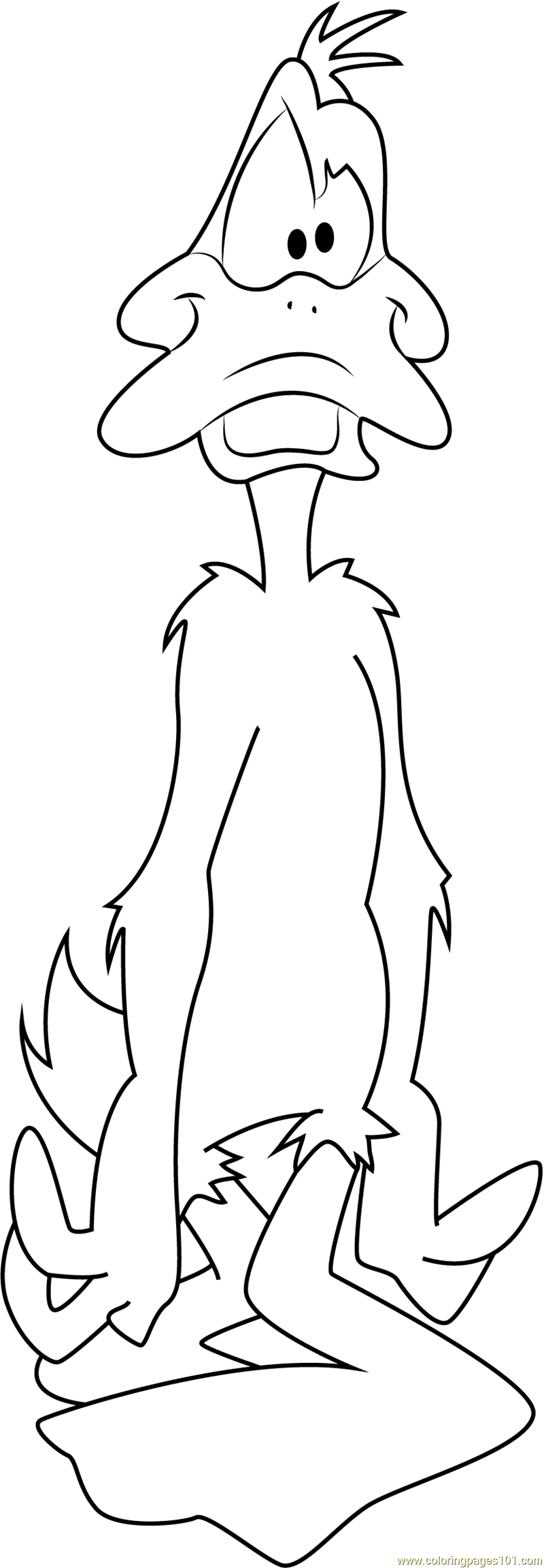Daffy duck look at face coloring page for kids