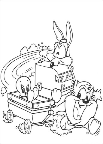 Taz tweety coyote coloring page free printable coloring pages