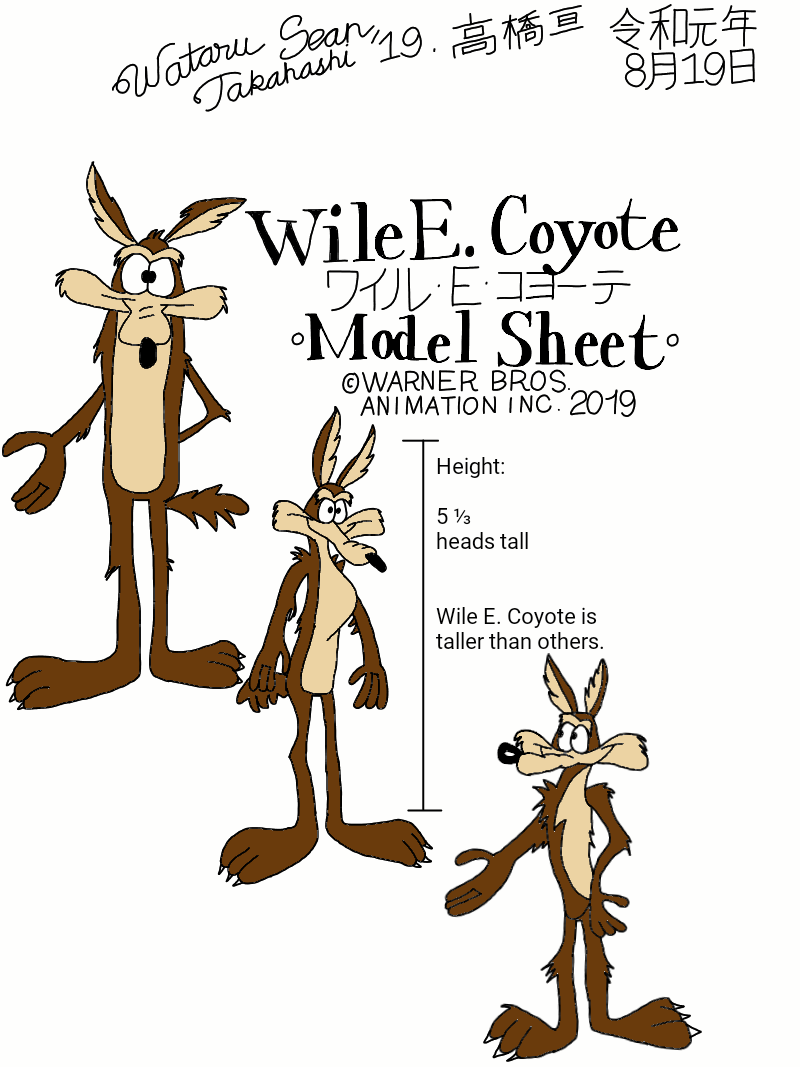 Wile e coyote model sheet in color by ikeda