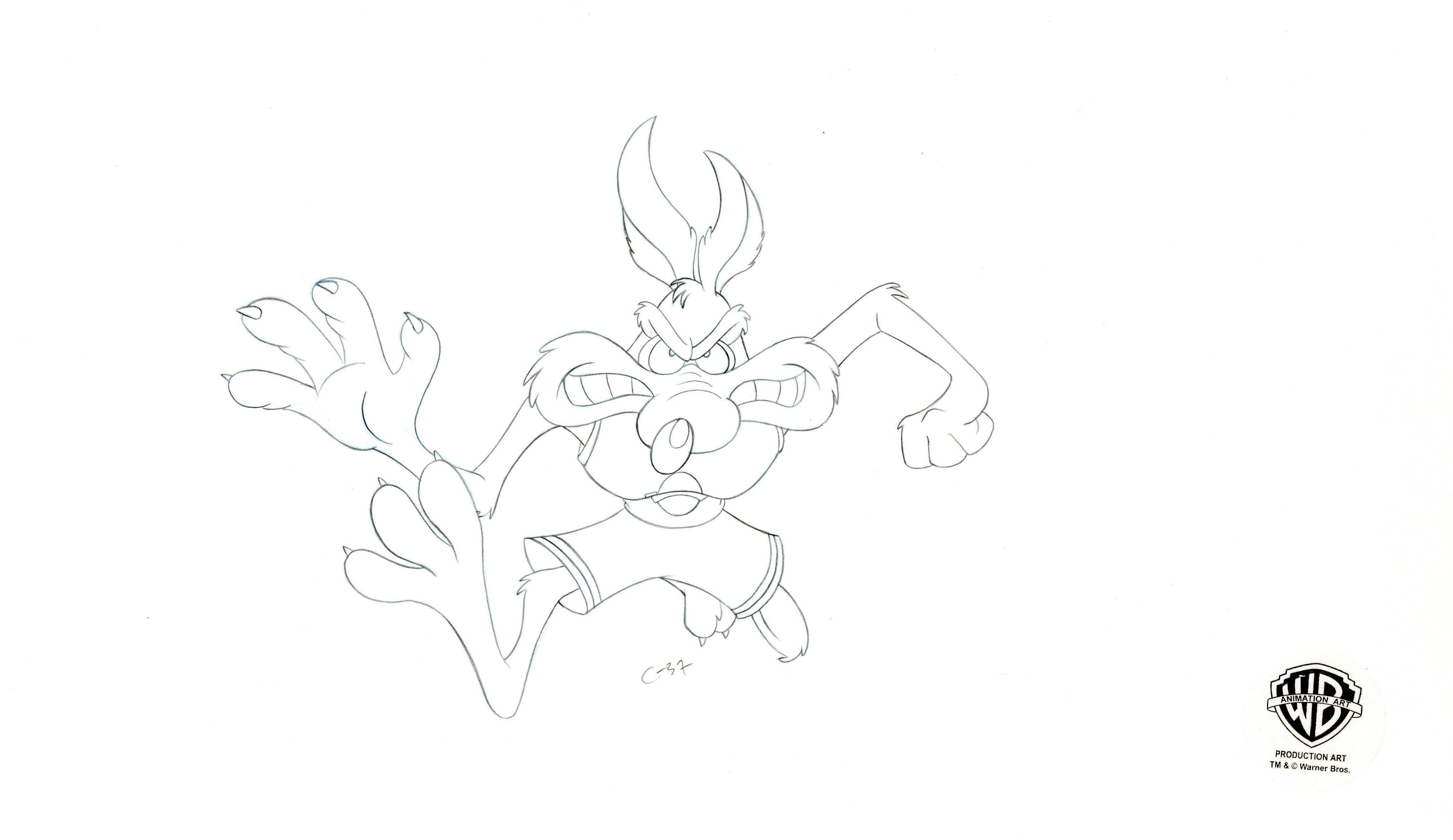 Space jam original production drawing wile e coyote â clampett studio