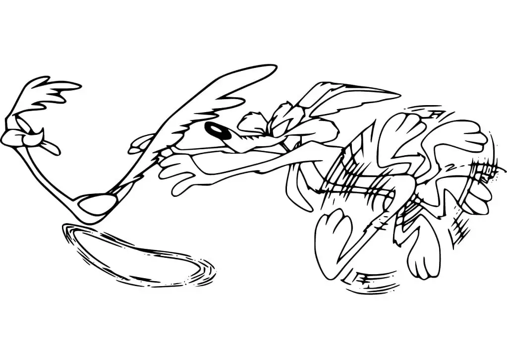 Road runner with wile e coyote coloring page